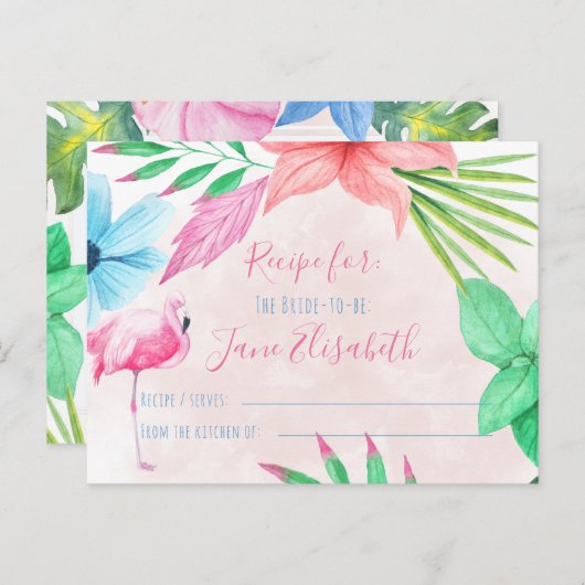 Tropische waterverf floraalbruin om recept te zijn briefkaart (Voorkant / Achterkant)