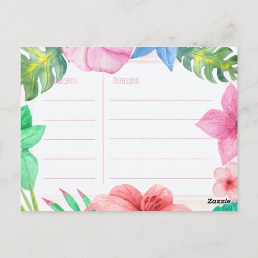 Tropische waterverf floraalbruin om recept te zijn briefkaart (Achterkant)