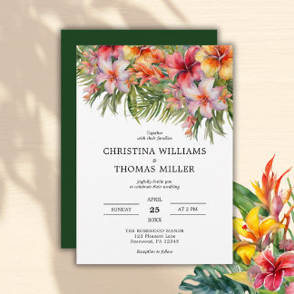 Tropische Waterverf Floral bruiloft uitnodiging