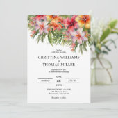Tropische Waterverf Floral bruiloft uitnodiging (Staand voorkant)