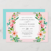 Tropische Waterverf Floral bruiloft uitnodiging (Voorkant / Achterkant)