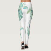 Tropische Waterverf Floral en Greenery Leggings (Achterkant)