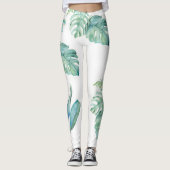 Tropische Waterverf Floral en Greenery Leggings (Voorkant)