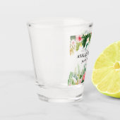 Tropische Waterverf Floral Flamingo Wedding Shot Glas (Links)