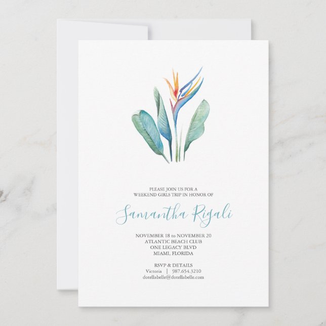 Tropische Waterverf Floral Girls Weekend Trip (Voorkant)