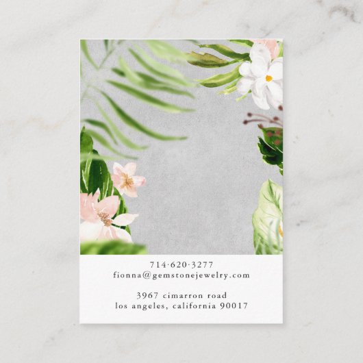 Tropische Waterverf Floral | Kaart voor beeldscher Visitekaartje (Achterkant)