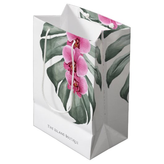 Tropische Waterverf Floral Medium Cadeauzakje (Voorkant Gekanteld)