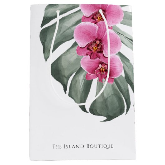 Tropische Waterverf Floral Medium Cadeauzakje (Voorkant)