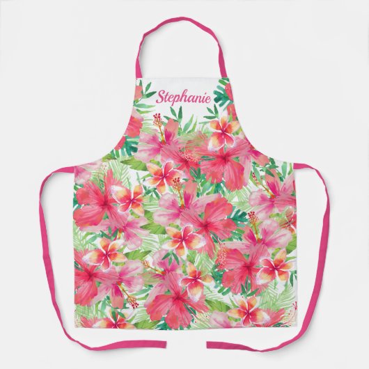 Tropische Waterverf Floral op maat Schort (Voorkant)