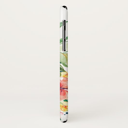 Tropische Waterverf Floral Pineappel met monogram Case-Mate iPhone Case (Achterkant/links)