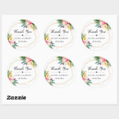 Tropische Waterverf Floral Wedding Favor Dank je w Ronde Sticker (Vel)