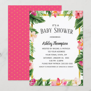 Tropische Waterverf Flowers Summer Baby shower Kaart