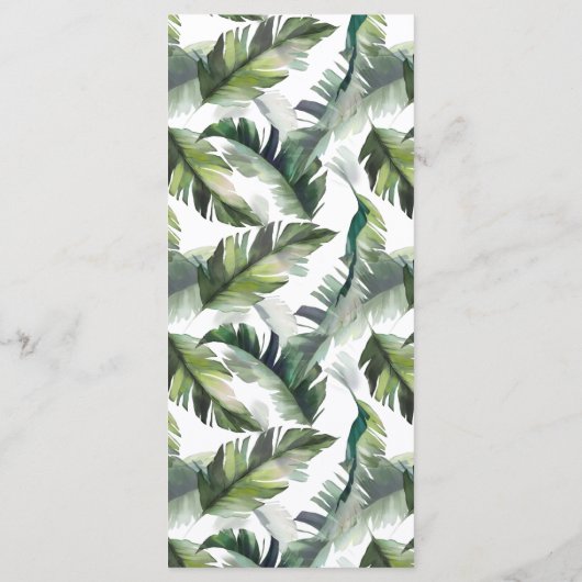 Tropische Waterverf Foliage Bruiloft Menu (Achterkant)