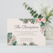 Tropische Waterverf Foliage Bruiloft Receptie Informatiekaartje (Staand voorkant)