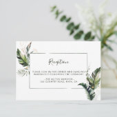 Tropische Waterverf Foliage Bruiloft Receptie Informatiekaartje (Staand voorkant)