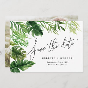 Tropische waterverf foliage florale foto save the date