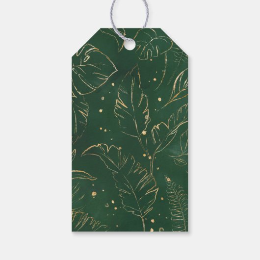 Tropische Waterverf Foliage Gold bruiloft dank u Cadeaulabel (Achterkant)
