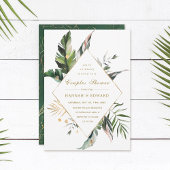 Tropische Waterverf Foliage Gold Couples Shower Kaart