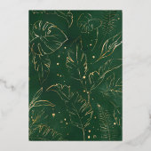 Tropische Waterverf Foliage Gold Lijst Weddenschap Folie Uitnodiging (Achterkant)