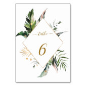 Tropische Waterverf Foliage Gold Lijst Weddenschap Kaart (Voorkant)