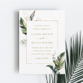 Tropische Waterverf Foliage Gold Lijst Weddenschap Kaart