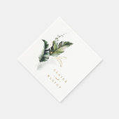 Tropische Waterverf Foliage Gold Wedding Servet (Hoek)