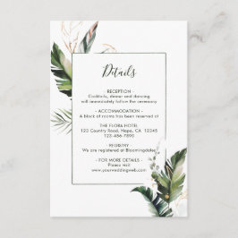 Tropische Waterverf Foliage Green Wedding Informatiekaartje