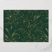 Tropische Waterverf Foliage Weddenschap Gold Folie Uitnodiging (Achterkant)