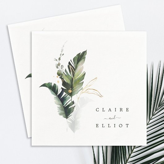 Tropische Waterverf Foliage Weddenschap Servet