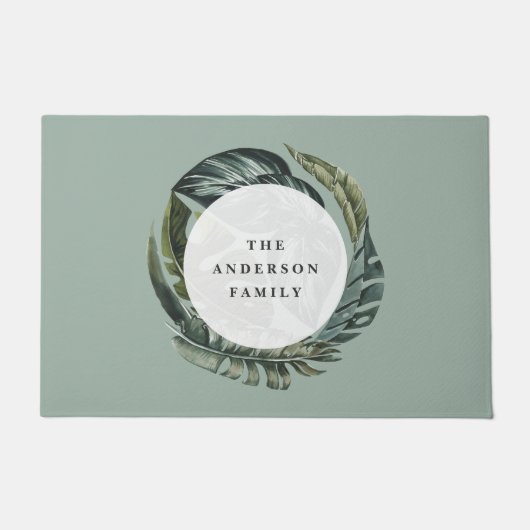 Tropische waterverf foliën florale deklaag deurmat (Voorkant)