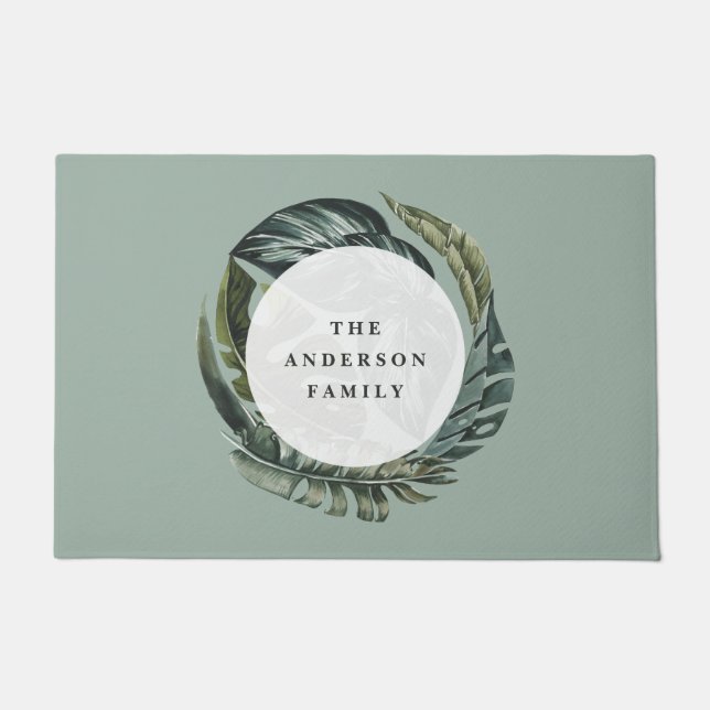 Tropische waterverf foliën florale deklaag deurmat (Voorkant)