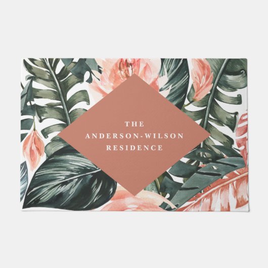 Tropische waterverf foliën florale deklaag deurmat (Voorkant)