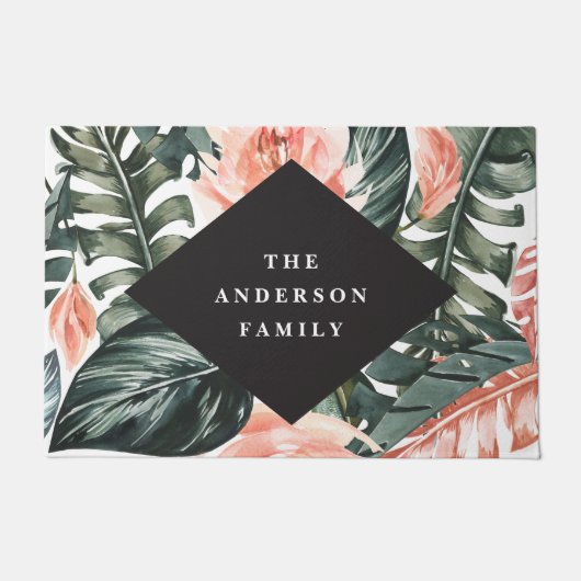 Tropische waterverf foliën florale deklaag deurmat (Voorkant)