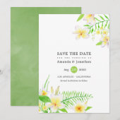 Tropische Waterverf Frangipani Floral Wedding Save The Date (Voorkant / Achterkant)