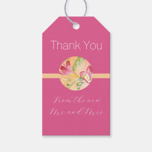 Tropische Waterverf Freesia Cadeaulabel (Voorkant)