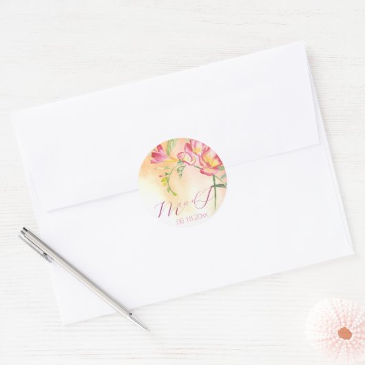 Tropische Waterverf Freesia Ronde Sticker (Envelop)