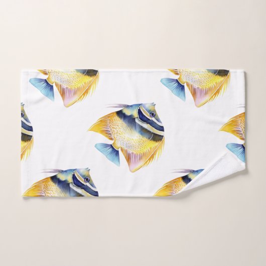 Tropische Waterverf Gele Vis Badkamer Bad Handdoek (Handdoek)