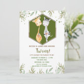 Tropische Waterverf Giraffe en Zebra Baby shower Kaart (Staand voorkant)