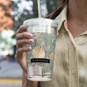 Tropische Waterverf Gold en groen lederen patroon Acryl Drinkbeker