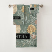 Tropische Waterverf Gold en groen lederen patroon Bad Handdoek (Insitu)