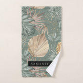 Tropische Waterverf Gold en groen lederen patroon Bad Handdoek (Handdoek)