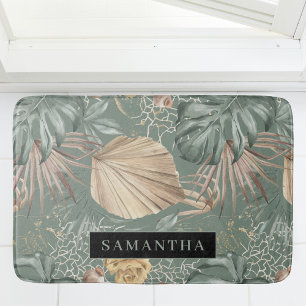 Tropische Waterverf Gold en groen lederen patroon Badmat