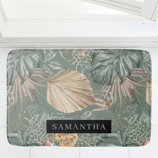 Tropische Waterverf Gold en groen lederen patroon Badmat