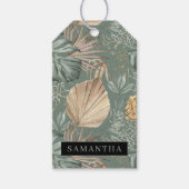 Tropische Waterverf Gold en groen lederen patroon Cadeaulabel (Voorkant)