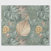 Tropische Waterverf Gold en groen lederen patroon Cadeaupapier (Vlak)