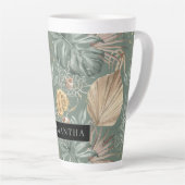 Tropische Waterverf Gold en groen lederen patroon Latte Mok (Rechterhoek)