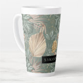 Tropische Waterverf Gold en groen lederen patroon Latte Mok (Linkerhoek)