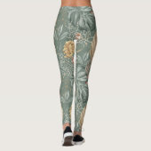 Tropische Waterverf Gold en groen lederen patroon Leggings (Achterkant)