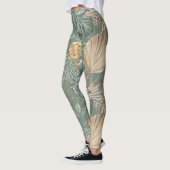 Tropische Waterverf Gold en groen lederen patroon Leggings (Links)