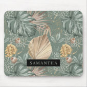 Tropische Waterverf Gold en groen lederen patroon Muismat (Voorkant)